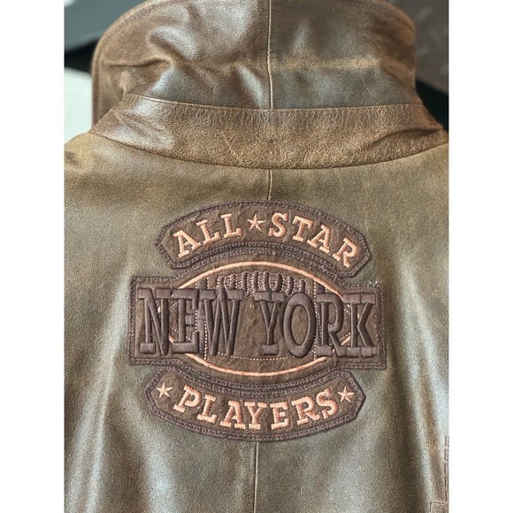 Vintage Leather Super Bowl All Stars Jacket XL NY skyline Fox Football Bare Fox - Picture 8 of 12